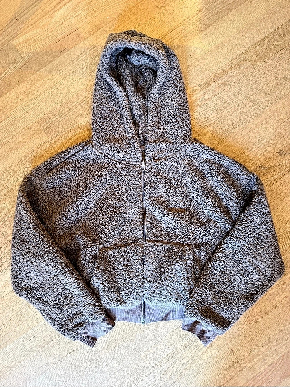 SKIMS Hooded Teddy Jacket in Brown Size Medium Like New